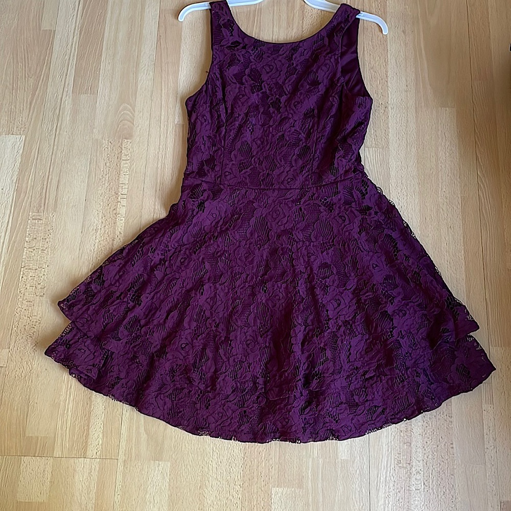 Dark Purple Speechless Dress, Size 7, Flower Printed Mesh